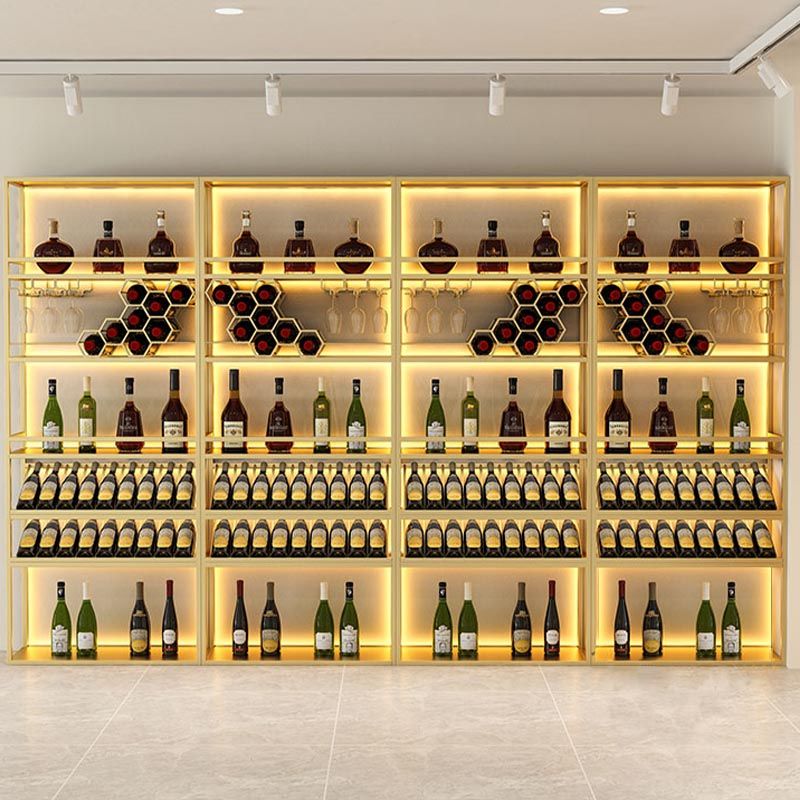 Modern Wine Shelf Freestanding Metal Wine Holder Rack with Shelf
