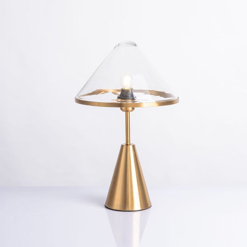 Gold Cone Shape Table Lamp Nordic Style Table Light with Glass for Bedroom