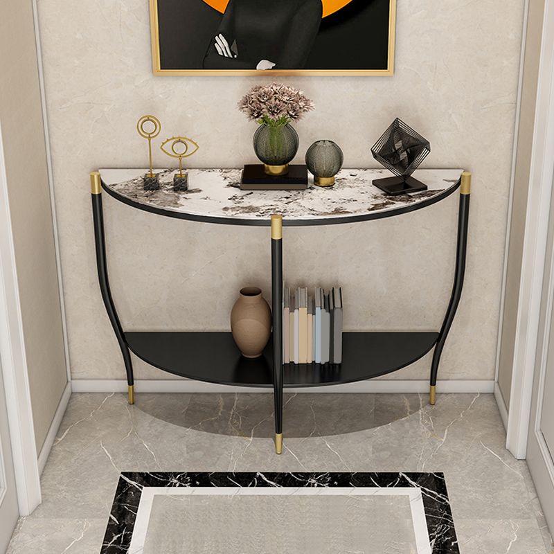 Glam Hall 3 Legs 1-shelf Slate Half Moon Storage Console Table