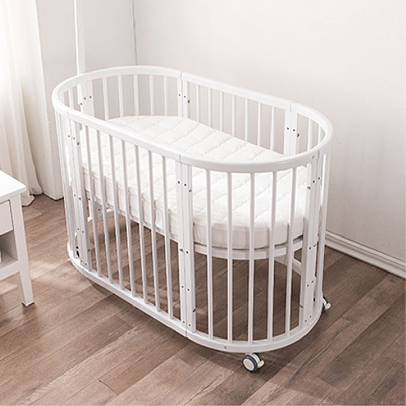 Nordic Style Oval Shape Crib Solid Wood 4-In-1 Convertible Crib