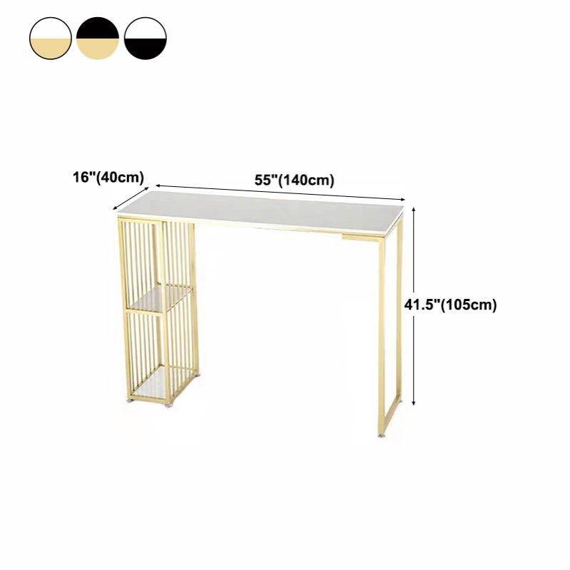 Modern White Marble Table with Rectangle Table Top Sled Table - 42" H