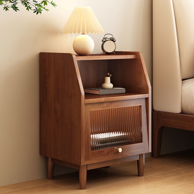 Contemporary Accent Table Nightstand Open Storage Nightstand