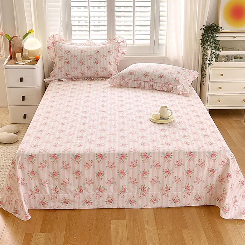 Floral Print Bed Sheet Set Modern Spring Cotton Fitted Sheet