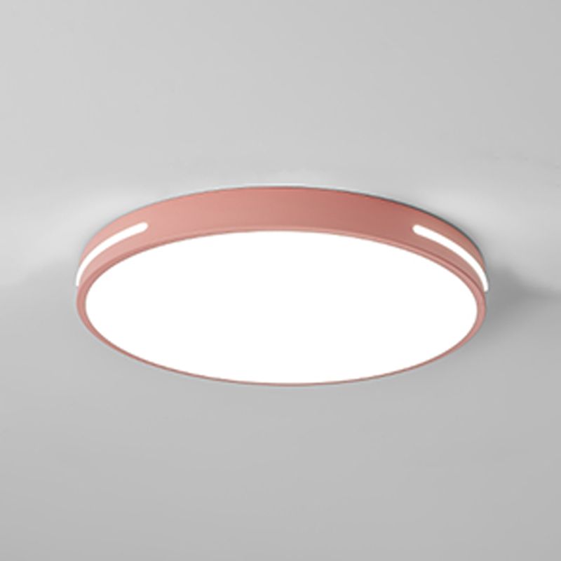 Round Shape LED Ceiling Lamp Modern Macaroon Iron 1 Light Flush Mount for Corridor