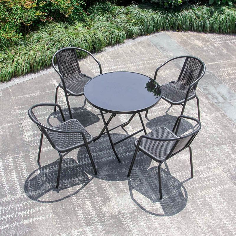 Foldable Tempered Glass Patio Table Contemporary Water Resistant Patio Table