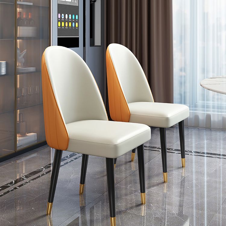 Nordic Glam Style Chairs Dining Armless Chair for Kitchen with Metal Legs