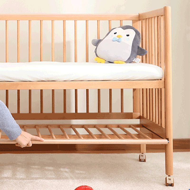 Farmhouse with Adjustable Height Crib Wood with Guardrail Baby Crib