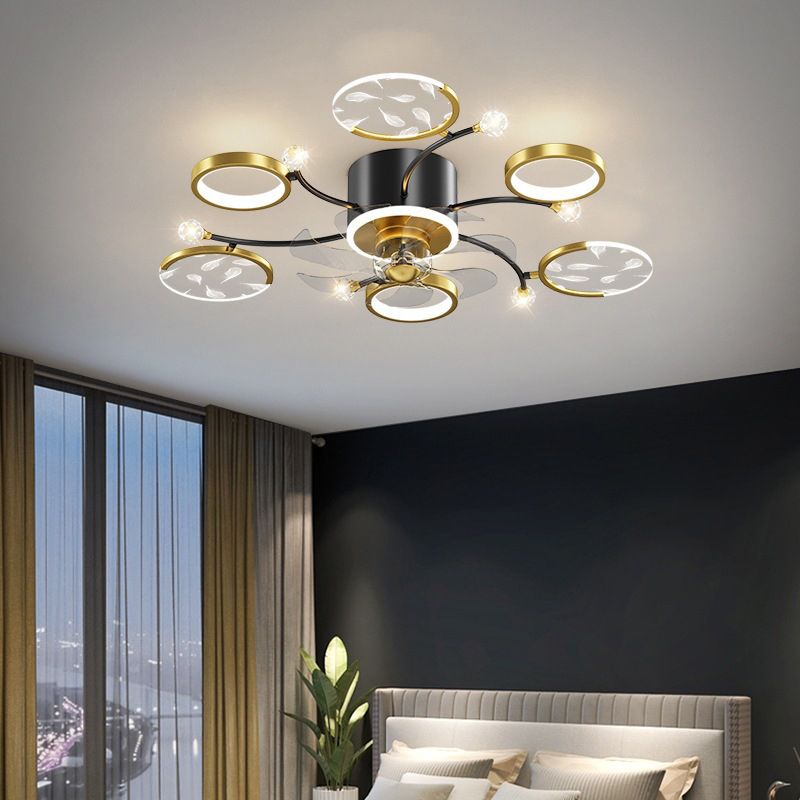 6/8/10-Light Golden Ceiling Fan Lamp LED Ceiling Fan Light for Living Room