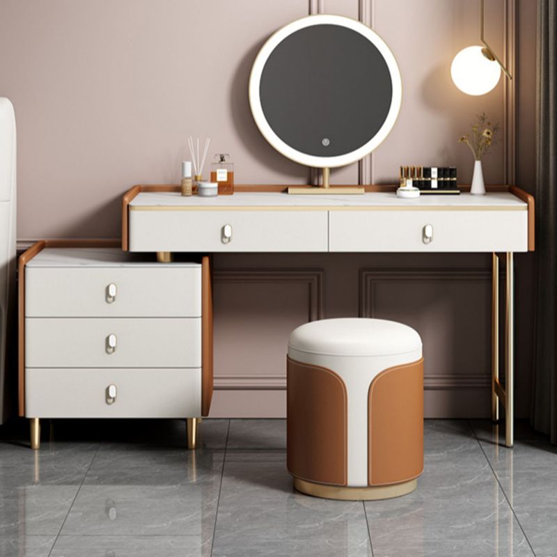 Contemporary White Bedroom Wooden Lighted Mirror Vanity Dressing Table