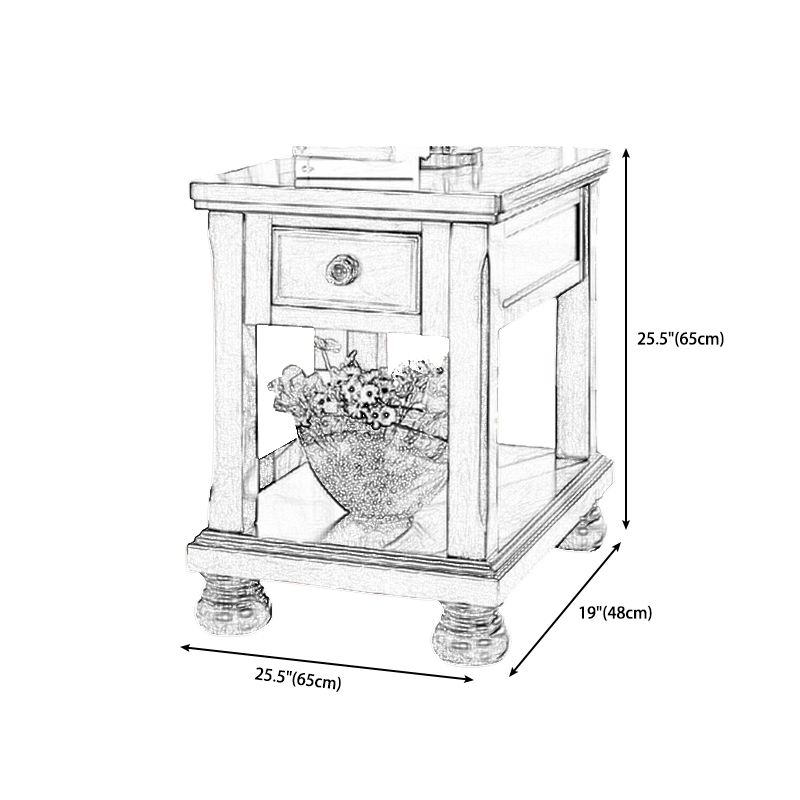 Traditional Ashwood Side End Table Lacquered Sofa End Table for Living Room