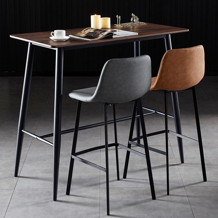 Scandinavian Bristol Low Back Stool Matte Finish Leather Barstool