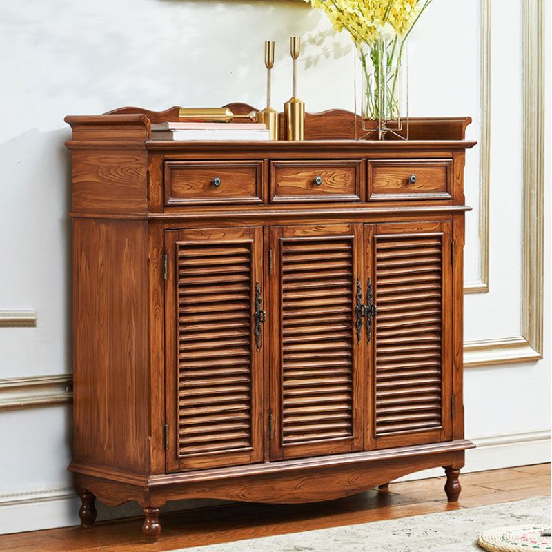 Industrial Rectangle Accent Cabinet with 6 Shelves Distressed Wood Cabinet