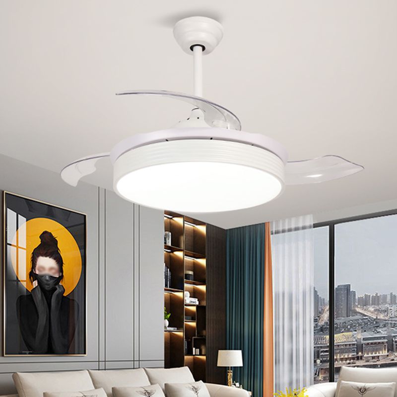 Metal LED Ceiling Fan in Black / White / Nickel Modern Fan Lighting Fixture