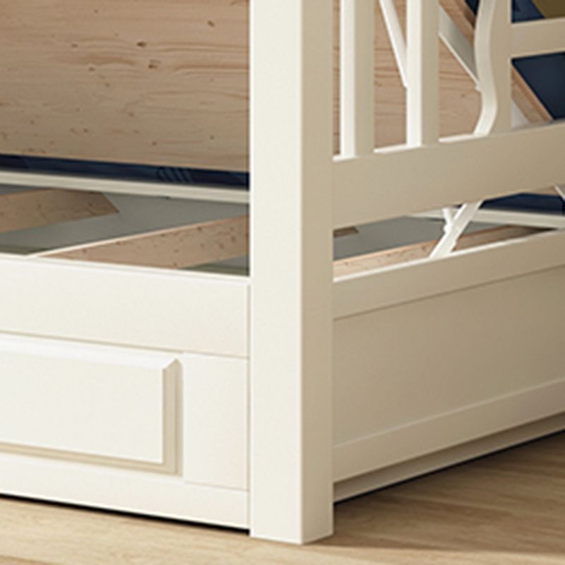 Traditional White Kid Bed Solid Wood Standard Bunk Bed with Ladder