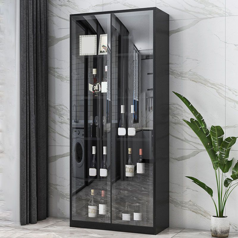 Contemporary Display Stand Faux Wood Storage Cabinet with Lighting