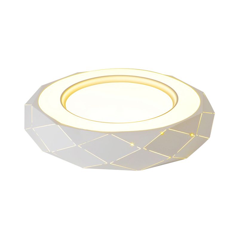 Hollowed Out Acrylic Shade Flush Mount LED Flush Ceiling Light in White, 11"/19.5"/24.5" Wide