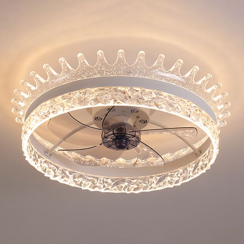 Modern Concise LED Ceiling Fan Light Iron Circular Ceiling Fans with Acrylic Shade