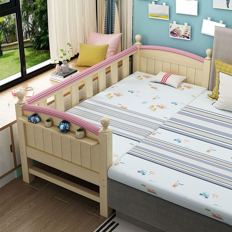 Solid Wood Kids Bed Beech Scandinavian Kids Bed with Guardrail in Natural