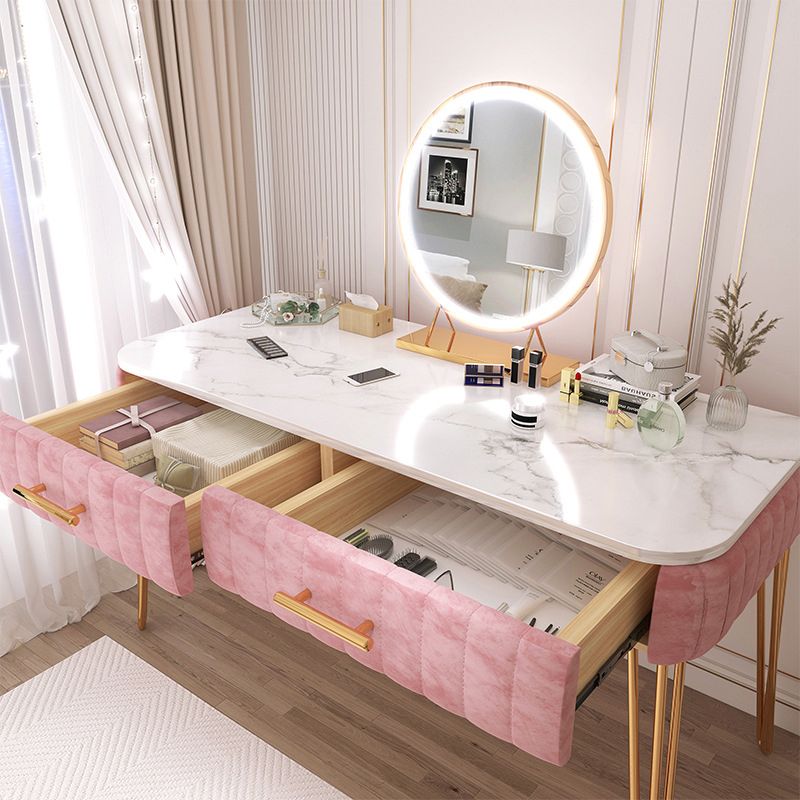 Scandinavian Faux Leather Make-up Vanity Wood Vanity Dressing Table