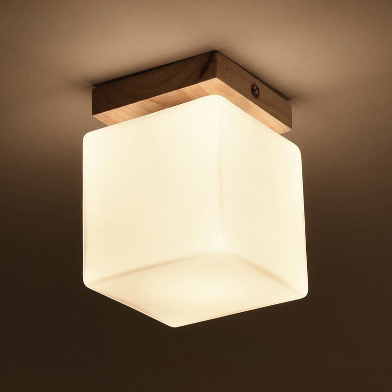 Nordic Wood Corridor Flush Ceiling Light Fixture Down Lighting Acrylic Flush Mount Light