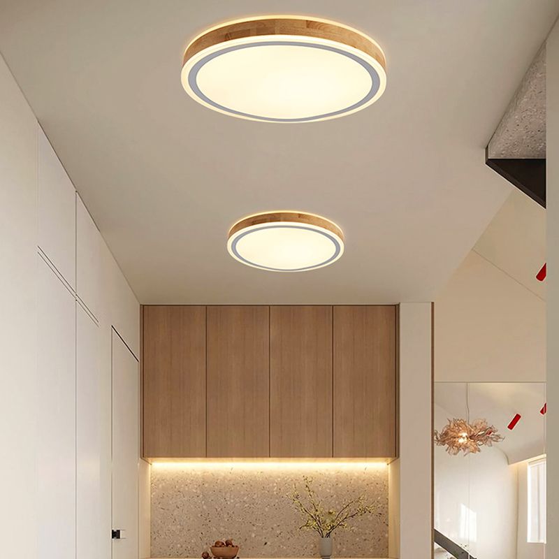 1-Light Ceiling Mount Light Fixture Modern Wood Ceiling Light Fixture