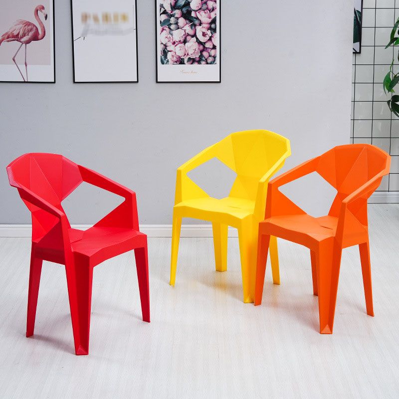 Contemporary Style Stackable Chair Dining Arm Chair with Plastic Legs