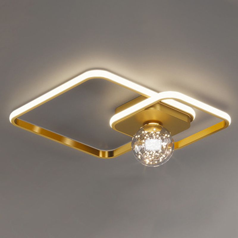 Geometric Shade 3-Lights Flush Mount Modern Style Flush Mount Ceiling Lighting Fixture in Gold