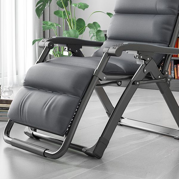 Contemporary Metal Base Recliner Chair with Arms and Headrest