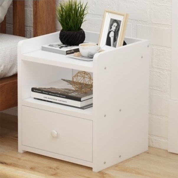 Artificial Panel 18'' Tall Nightstand Drawer Storage Modern Bed Nightstand with Lock