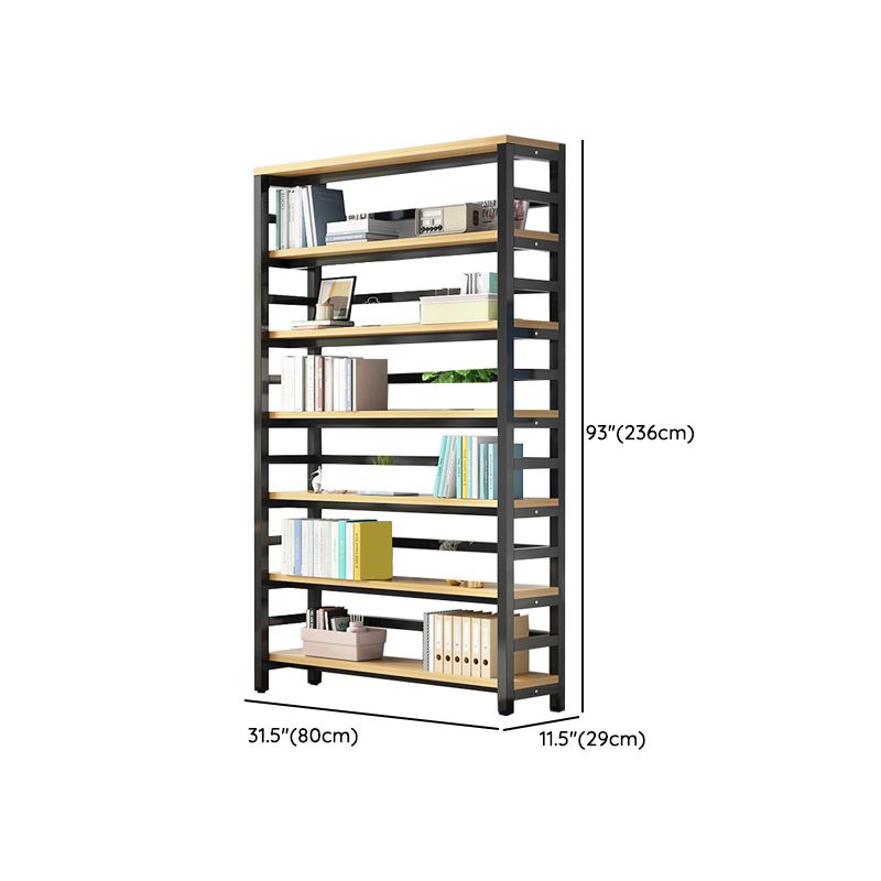 Adjustable Shelves Children's Bookshelf Steel and Wood Bookshelf in Black