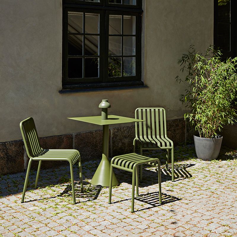 Modern Metal Outdoor Bistro Chairs Open Back Dining Chairs in Green