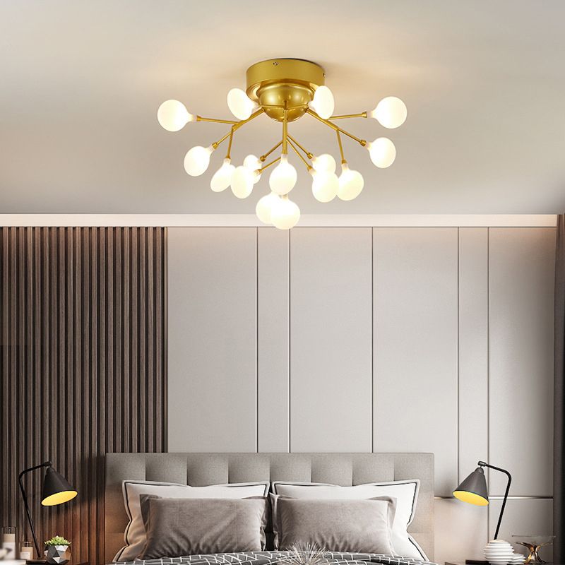 Branch Modern Style Flush Mount Metal Ceiling Light in Gold for Bedroom