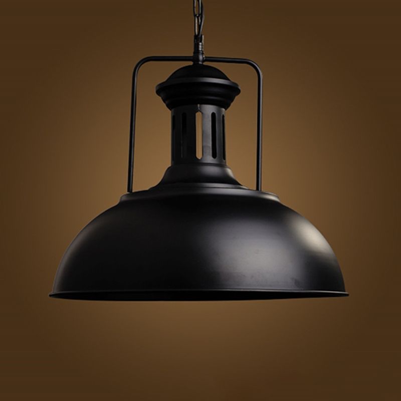 1 Light Dome Pendant Industrial Metal Ceiling Pendant with Hanging Chain for Bar