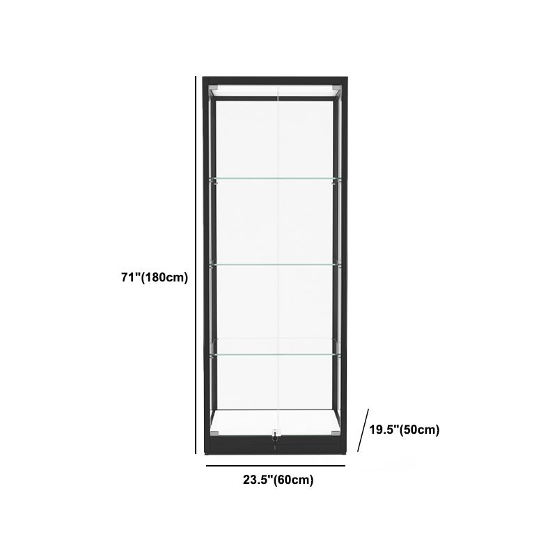 Modern Glass Curio Cabinets Black Display Stand with Adjustable Shelves