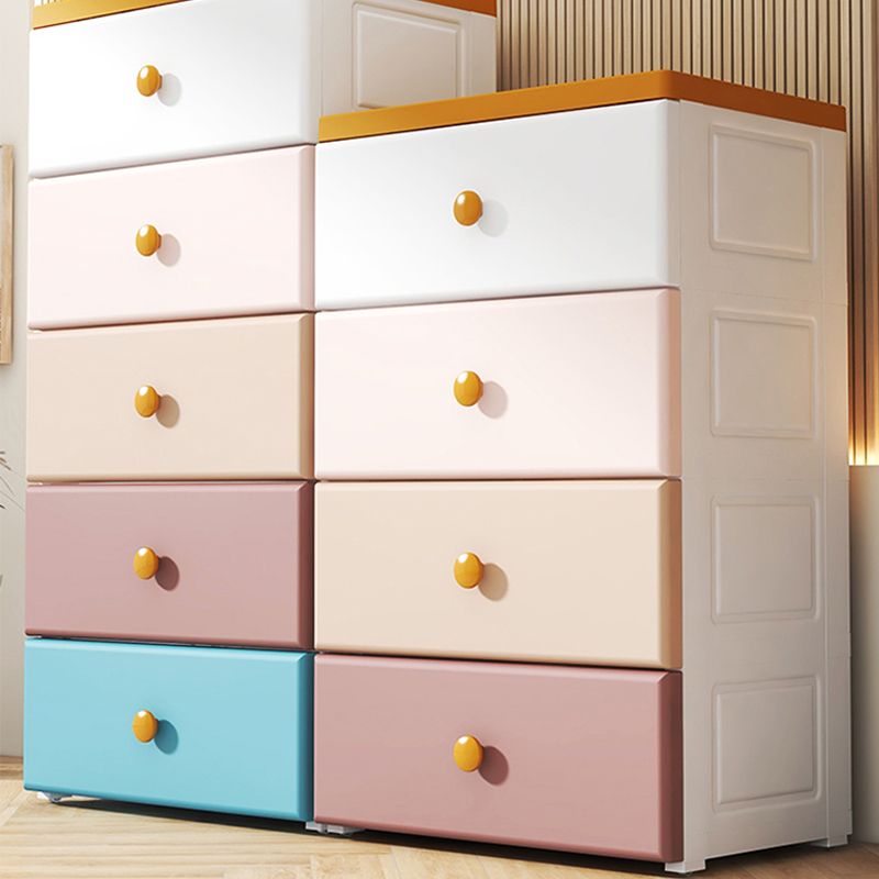 Modern Nursery Dresser Chest Plastic Kids Nightstand with 3/4/5/6/7 Drawers