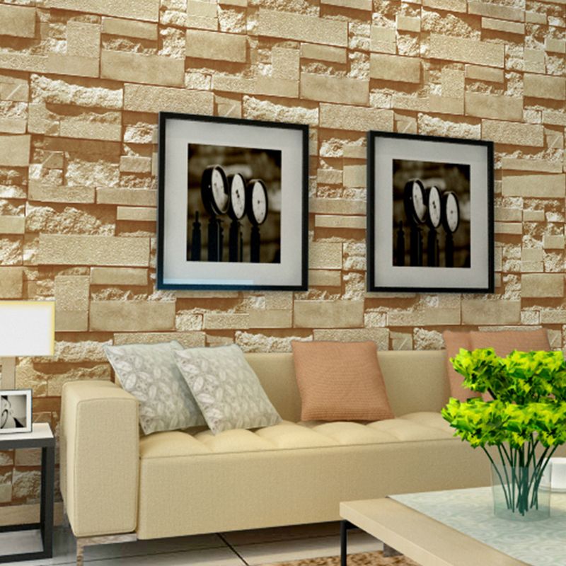 Bricked Pattern Wallpaper Roll Multiple Colors Industrial Chic Wall Art for Barbershop