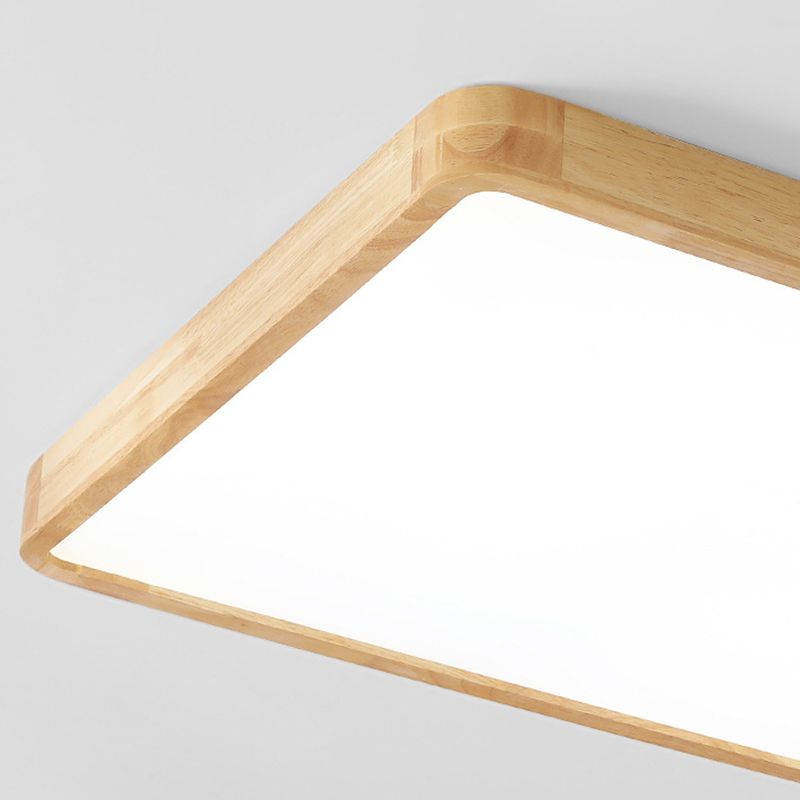 Minimalism Square Flush Mount Light Wood LED Ceiling Light for Bedroom