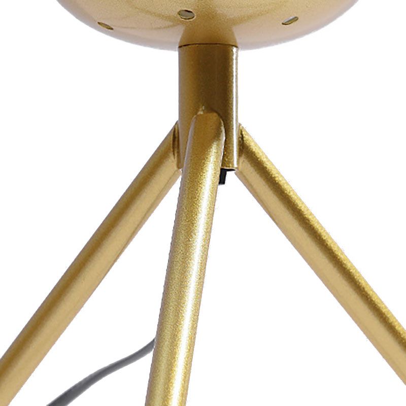 White Glass Globe Table Lamp Modern 1 Light Black/Gold Night Table Lamp with Tripod Base