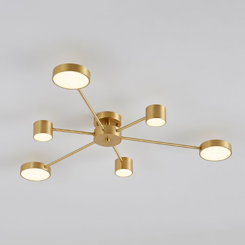 Multiple-Light Starburst Flush Mount Ceiling Light Modern Metal Ceiling Lighting