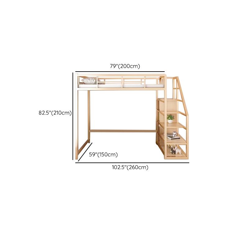 Metal Loft Bed Contemporary Kids Bed with Open Frame Headboard