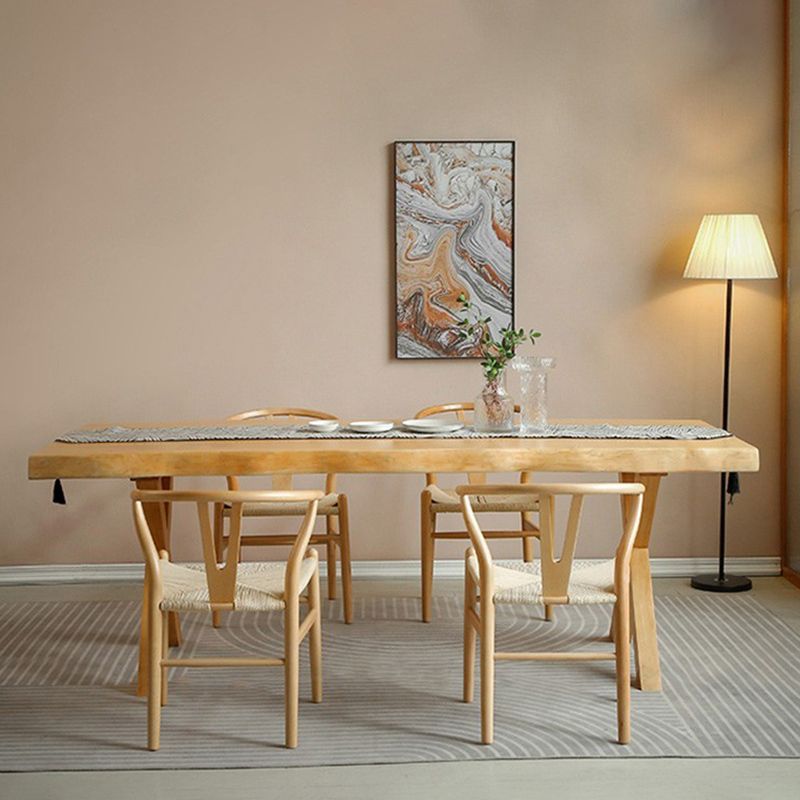 Solid Wood Dining Set 1/2/5 Pcs Rectangle Dining Table and Wishbone Chairs