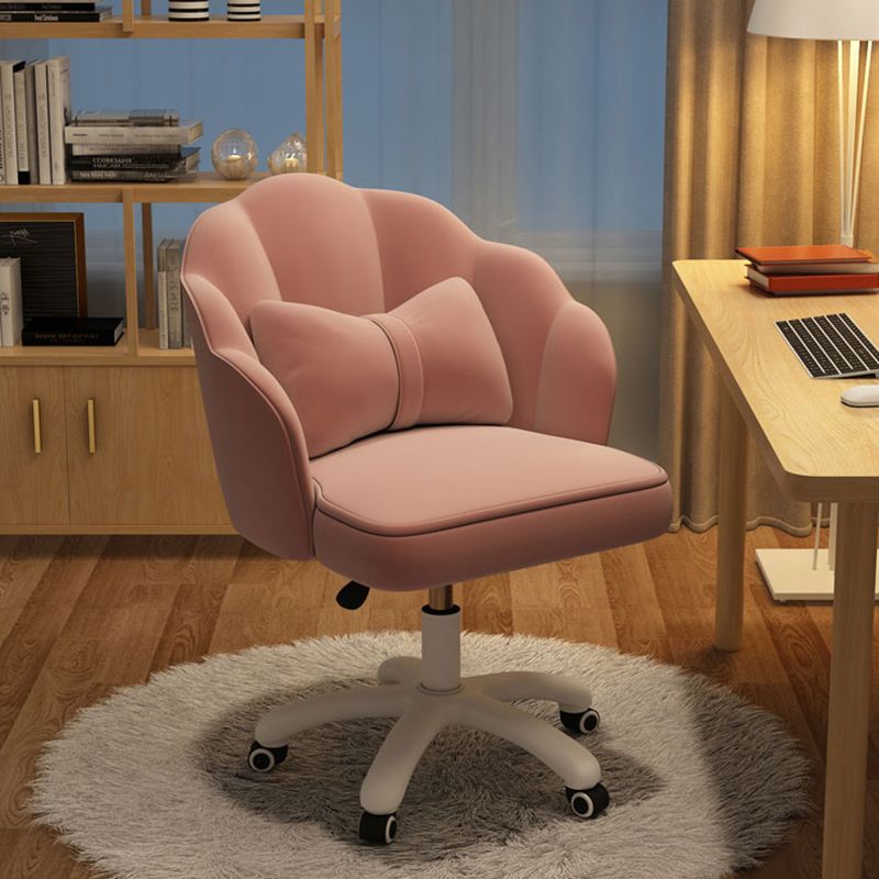 White Nylon Frame Modern Computer Desk Chair Upholstered Task Chair with Wheels