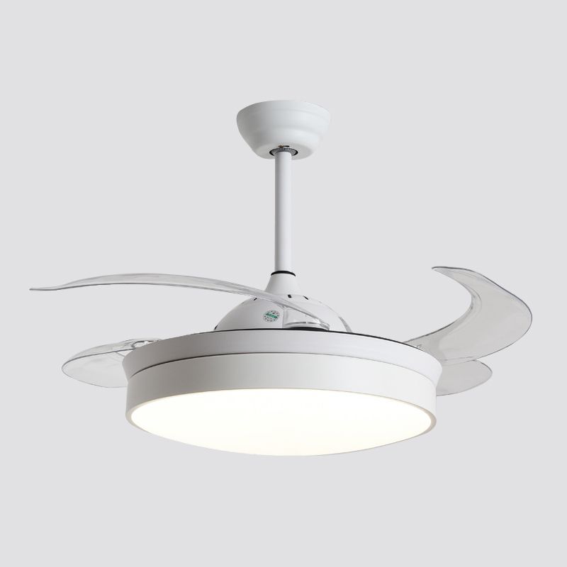 Noordse noordse trommel LED Semi Flush Ceiling Light Acryl Living Room Hangt Fan Lamp, 20 "Wijd