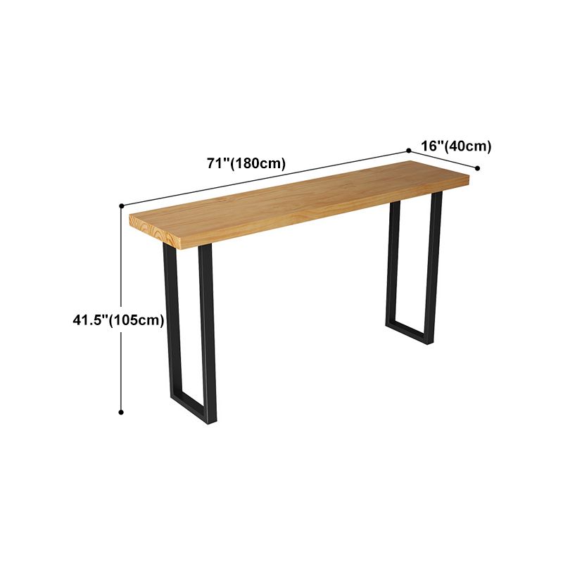 Solid Wood Bar Table Industrial Bar Dining Table with Black Sled Base