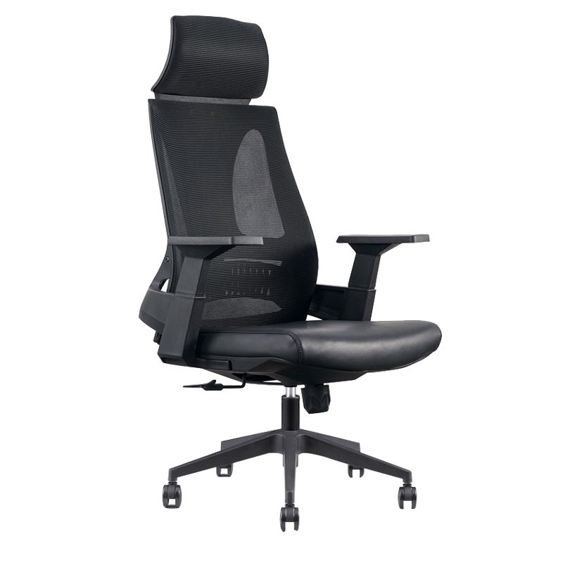 Modern Desk Chair Mesh Conference Chair in Black/Blue High-Back Chair with Wheels