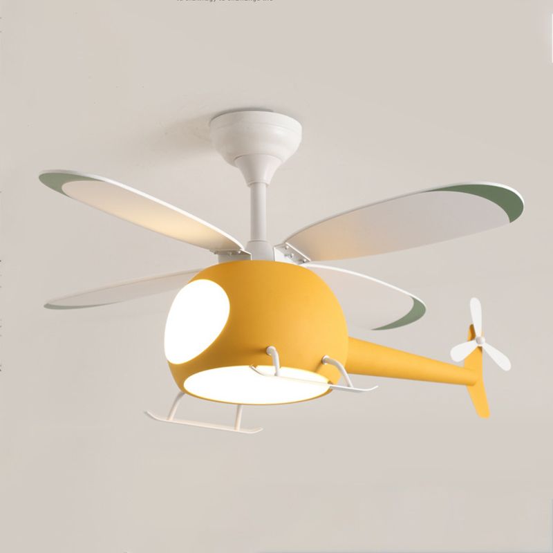 Metal Plane Ceiling Fan Light Kids Style LED Ceiling Lighting