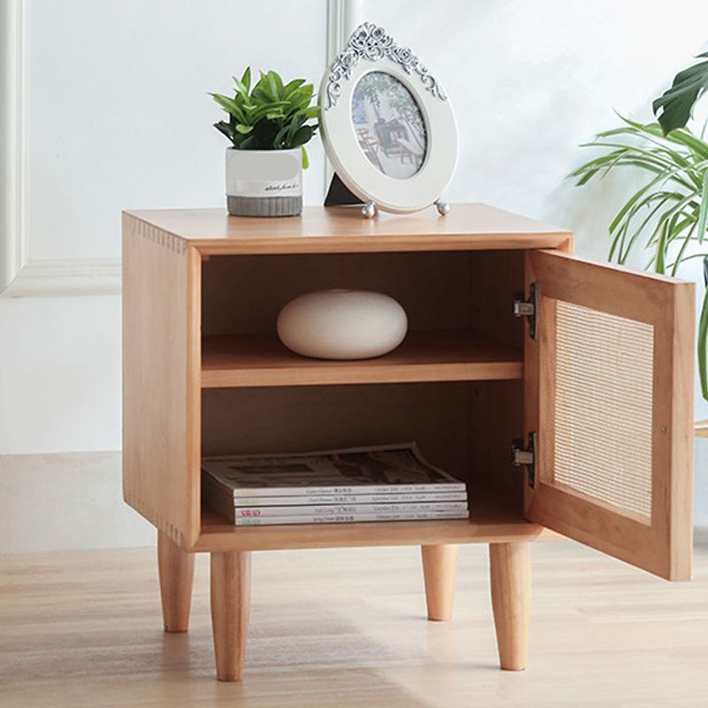 Rattan Bedside Table Modern Minimalist Bed Nightstand with Legs