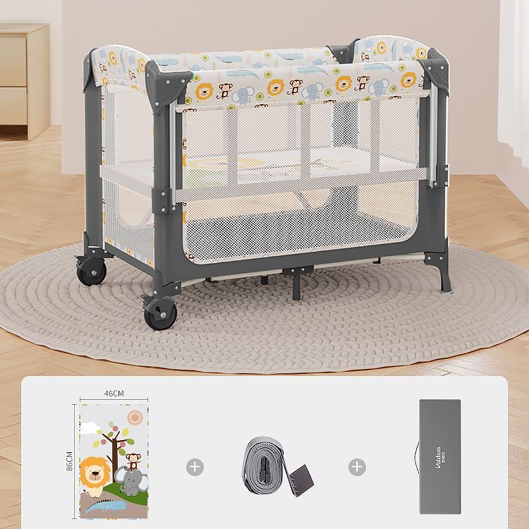 Plastic Convertible Baby Crib Nursery Crib with Mattress and Wheels