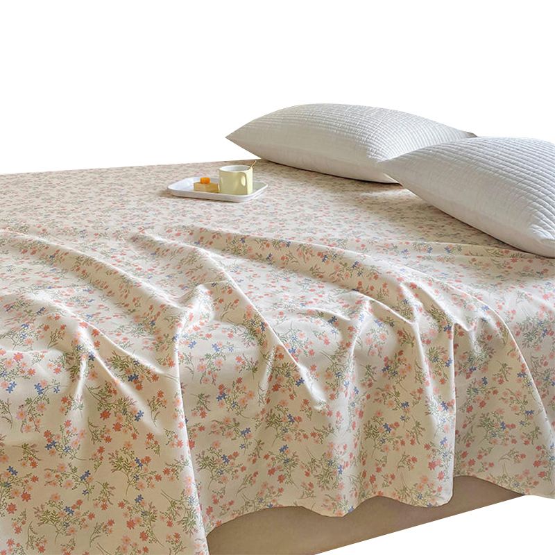 Floral Bed Sheet Set Modern Print Cotton Fitted Sheet for Bedroom