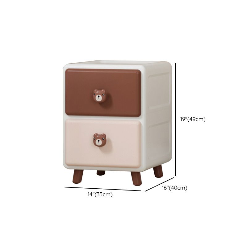 Northern European Vertical Kids Nightstand Pink/Brown Plastic Nursery Dresser for Room